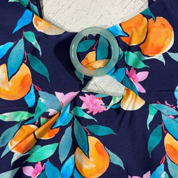 Sunshine 79 SZ 8 Swimsuit 1-Piece Floral Keyhole Adjustable Open Back Padded Cup - Picture 4 of 10